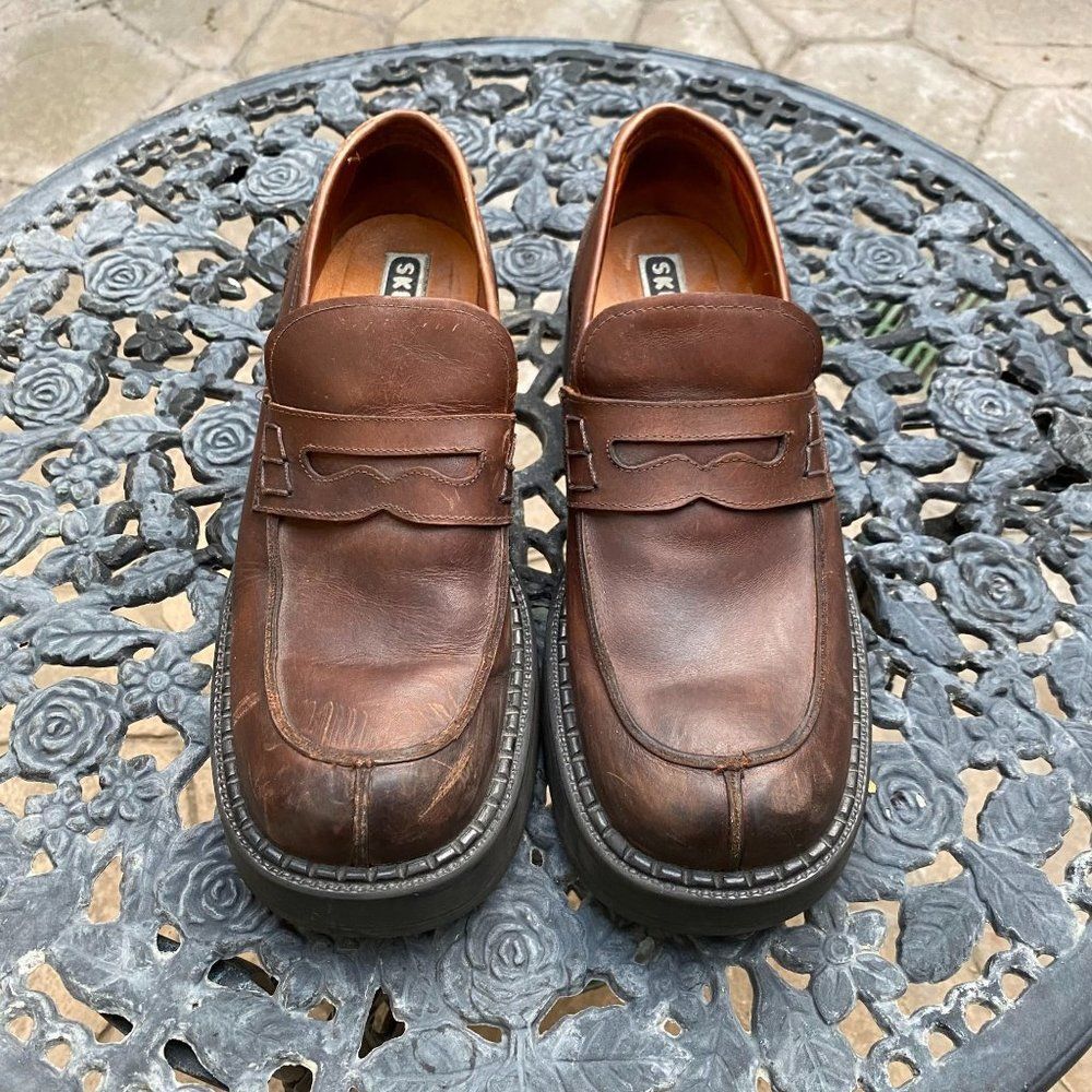 Skechers Brown Leather Slip-On Loafers